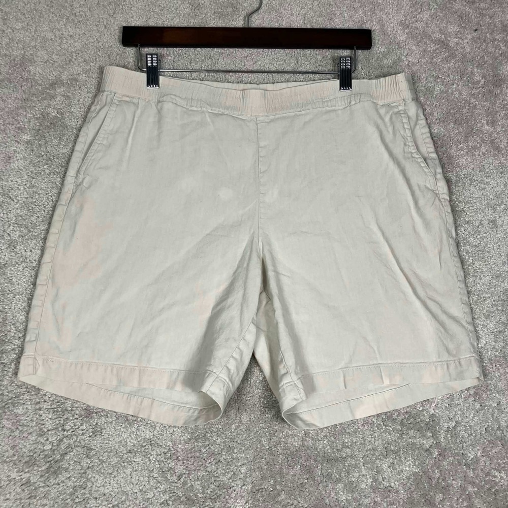 J. Jill Linen Stretch Shorts Womens L Beige Elastic Waist Casual